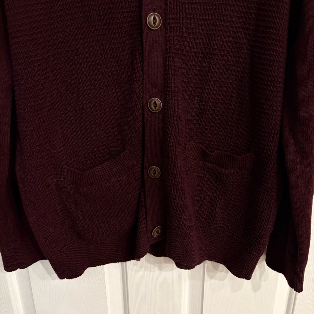 🔴 GAP Men's Large Burgundy Cardigan - Grandpa Core Academia Style - Picture 3 of 7